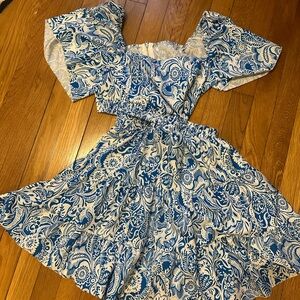 Blue and White Floral Dress